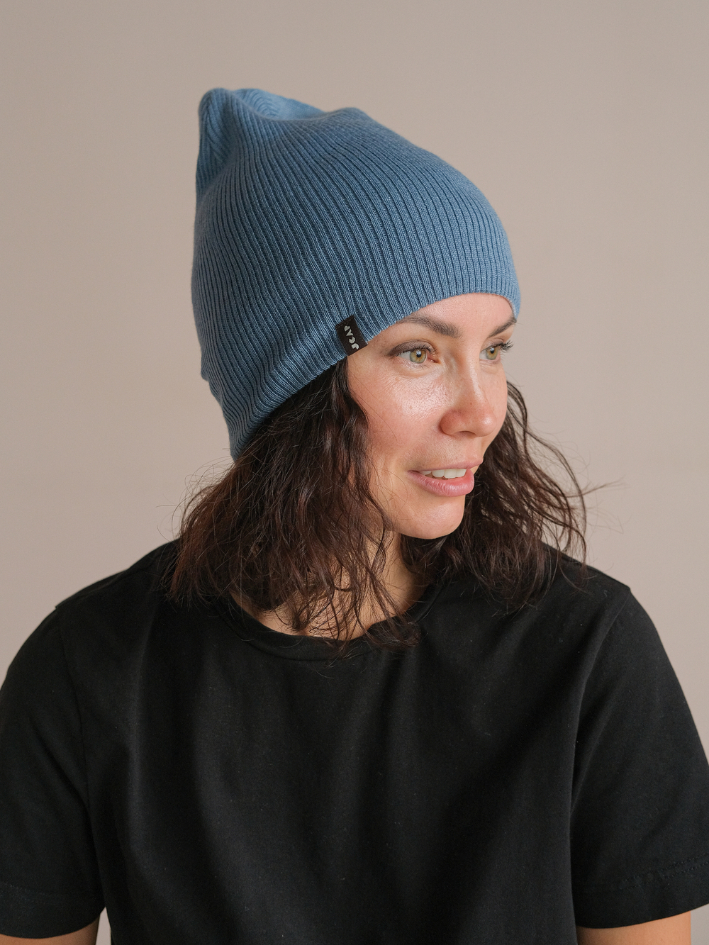 Шапка вязаная зимняя ТВИНС(Джинс/Серый)