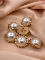 Шляпка под установочные кнопки жемчуг золото