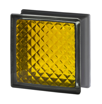 Стеклоблок инка медовый черный бриллиант Vitrablok   19х19x8