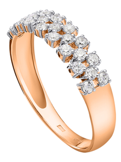 Кольцо дорожка серебро с позолотой