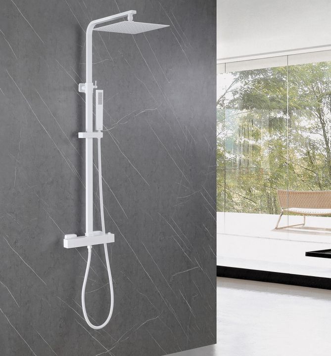 Душевая стойка ABBER Daheim AF8260WL с термостатом без излива, белый матовый