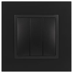 Выключатель ЭРА Elegance 14-1107-05 тройной 10АХ-250В IP20 антрацит