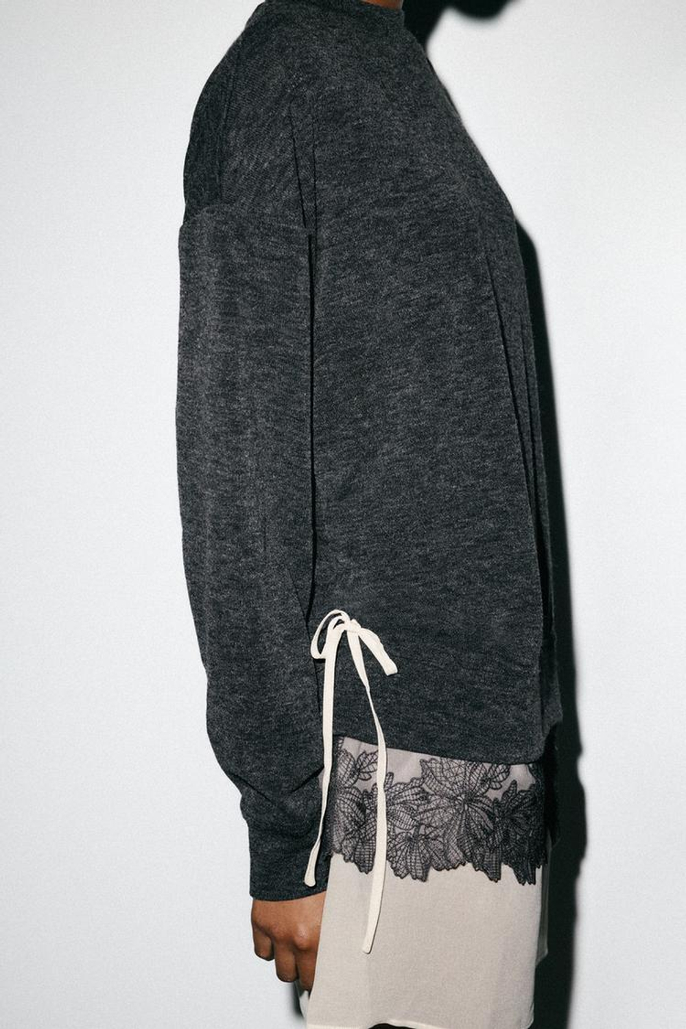 ZARA КОМБИНИРОВАННОЕ ПЛАТЬЕ С ЭФФЕКТОМ МЯГКОСТИ, СЕРЫЙ МЕЛАНЖ