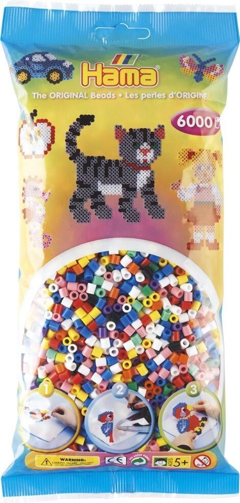 Hama Бусинки для термомозаики MIDI микс, 6000 шт. (205-00)