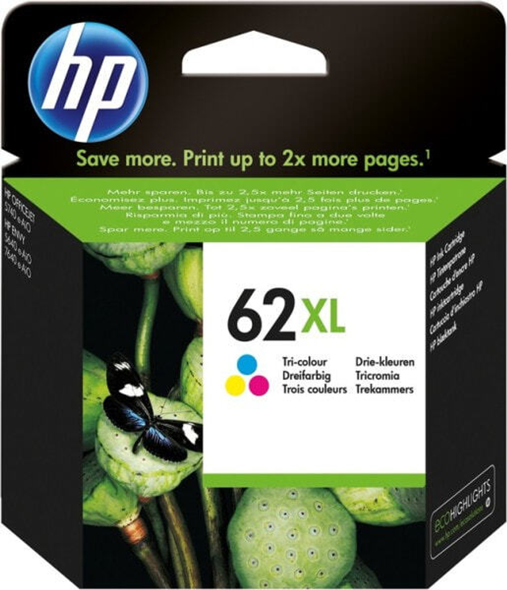Картридж струйный Подлинный Голубой Пурпурный Желтый HP 62XL C2P07AE