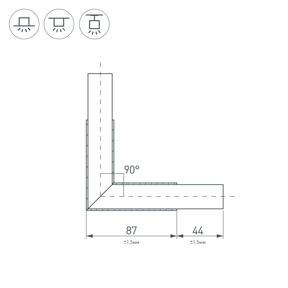 Угол PLS-LOCK-H25-L90 BLACK (с экраном MAT-L) (Arlight, Металл) 031268
