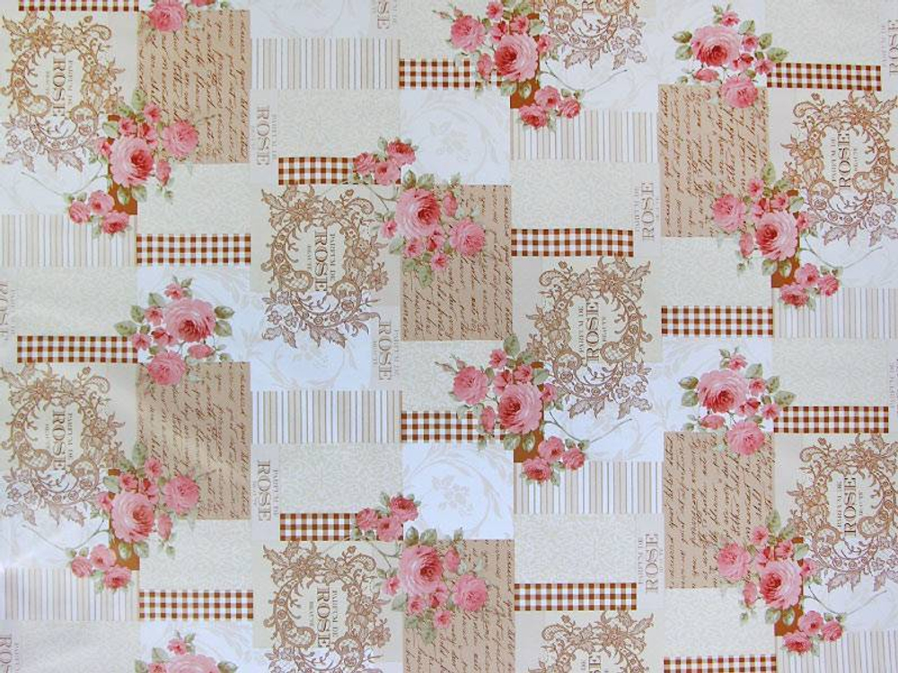 Клеенка столовая DEKORAMA 140см*20м "Букеты роз на бежевом"