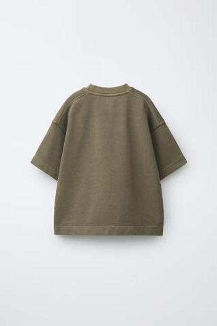 ZARA ФУТБОЛКА GARMENT DYE, ХАКИ