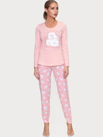 Женский брючный комплект с забавным принтом (Размер: M) (Цвет: персиковый)