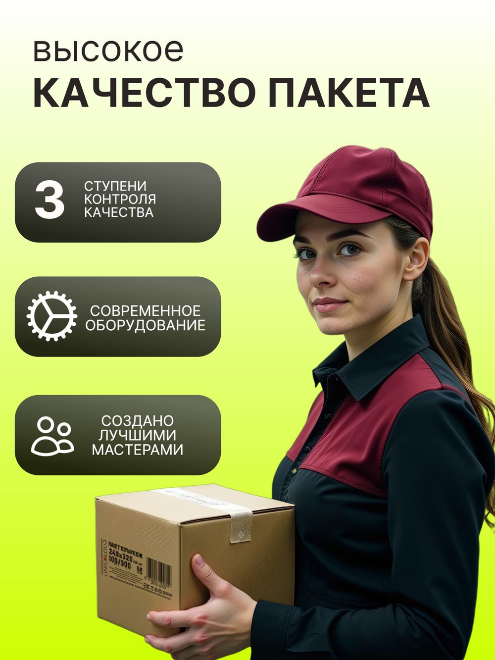 Пакет курьерский 170х240+40 мм, 50 мкм, без кармана, 100 шт/уп