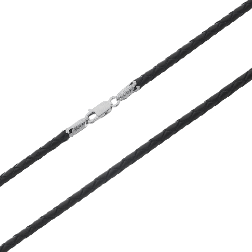 Гайтан кожаный/Родий/Черный