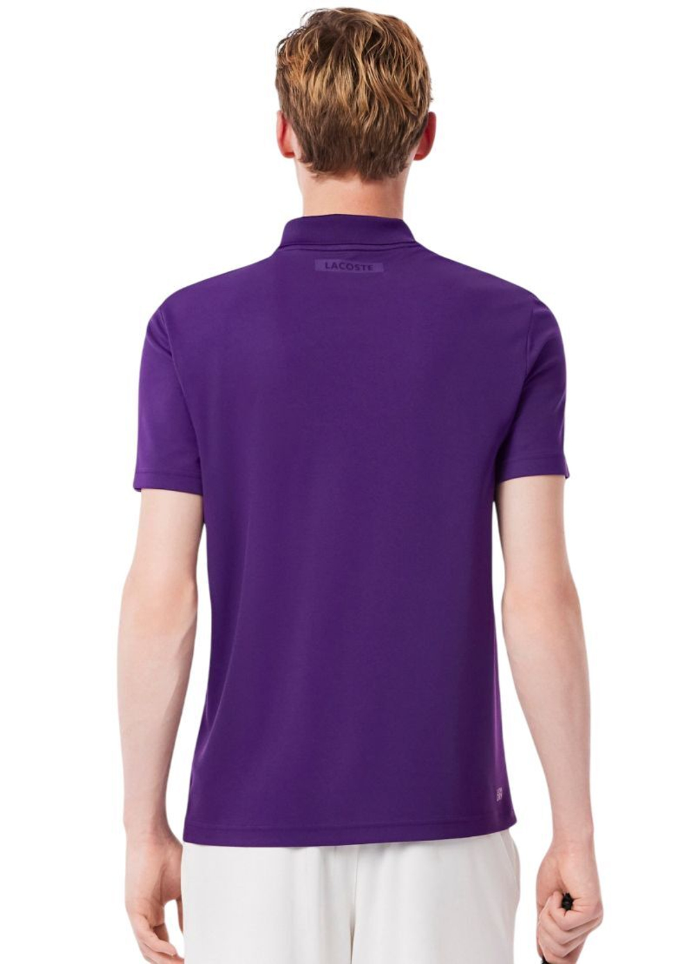 Мужское теннисное поло Lacoste Ultra Dry Printed Slim Fit - purple plum