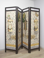 Ширма - перегородка для зонирования пространства деревянная с картинкой с обеих сторон "Райские птички", 3 створки, 480*1800 мм