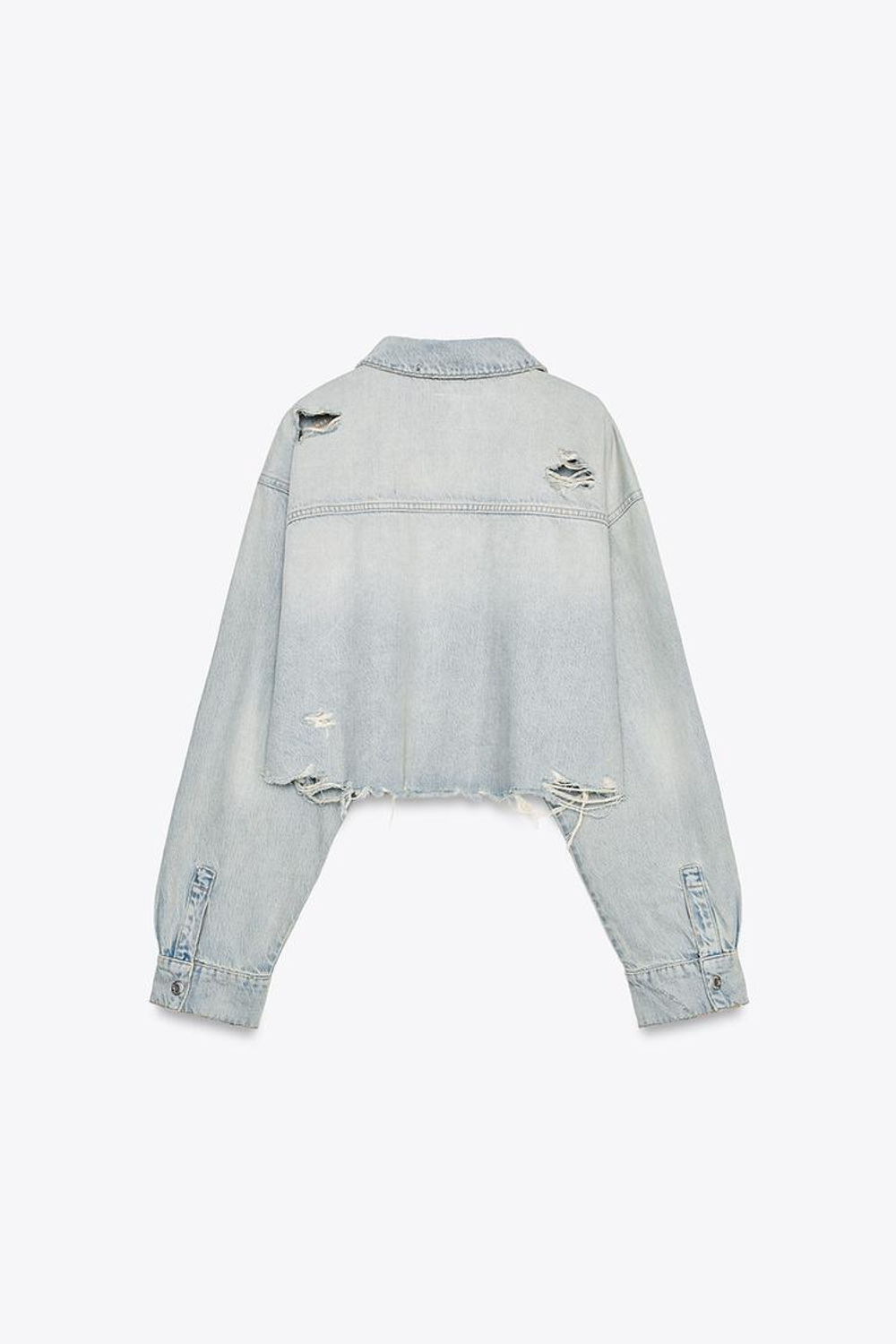 ZARA УКОРОЧЕННАЯ ДЖИНСОВАЯ КУРТКА, ГОЛУБОЙ