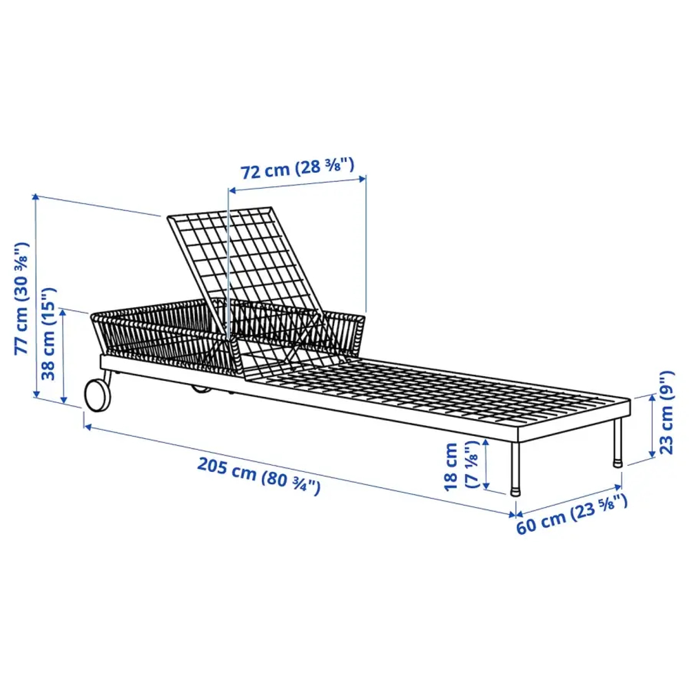 Шезлонг - IKEA SEGERÖN/SEGERON, 38х72 см, белый, СЕГЕРОН ИКЕА