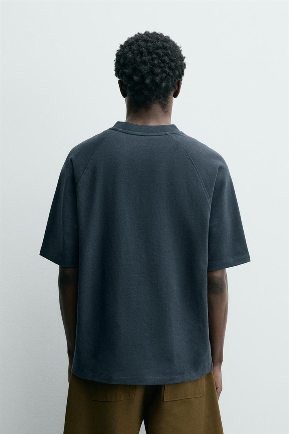 ZARA БЕЙСБОЛЬНАЯ ФУТБОЛКА ПОЛО, ВЫЦВЕТШИЙ СИНИЙ