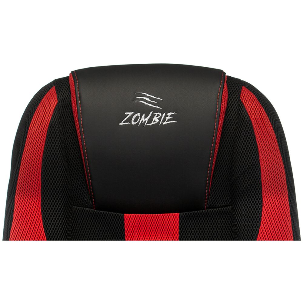 Кресло игровое ZOMBIE 9/BL+RED, PL, ткань/экокожа черный/красный, топ-ган (до 180кг)
