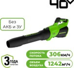 Воздуходувка аккумуляторная GREENWORKS 2408207 40V, без АКБ и ЗУ