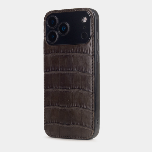 Чехол-накладка для iPhone 17 Pro Max - кожа аллигатора, коричневый