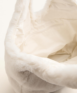 Oysho Сумка-шоппер из искусственного меха, экрю