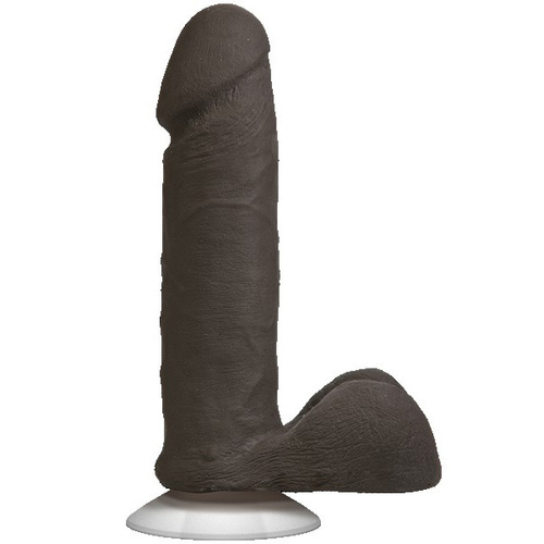 Черный фаллоимитатор-реалистик 18,4см с мошонкой на присоске Doc Johnson Ultra Skin 6 Realistic Cock Chocolate 0276-03-BX