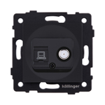 Розетка двойная спутниковая SAT + RJ45 Cat.6, черный матовый Kollinger REA-014BM для Aspekt, Eleganz, Reflex