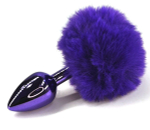 Фиолетовая анальная пробка с заячьим хвостиком (Цвет: фиолетовый)