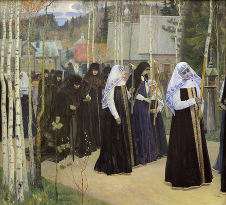 "Великий постриг", Нестеров Михаил Васильевич, картина (репродукция)