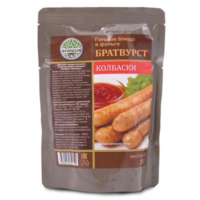 Готовое блюдо Колбаски Братвурст 250 г. (Кронидов)