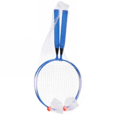 Бадминтон в наборе S-200, 4 предмета: 2 металлические ракетки 43 см, 2 волана (синий)