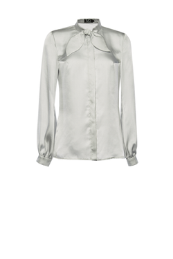 Блуза с воротником «стойка» серая