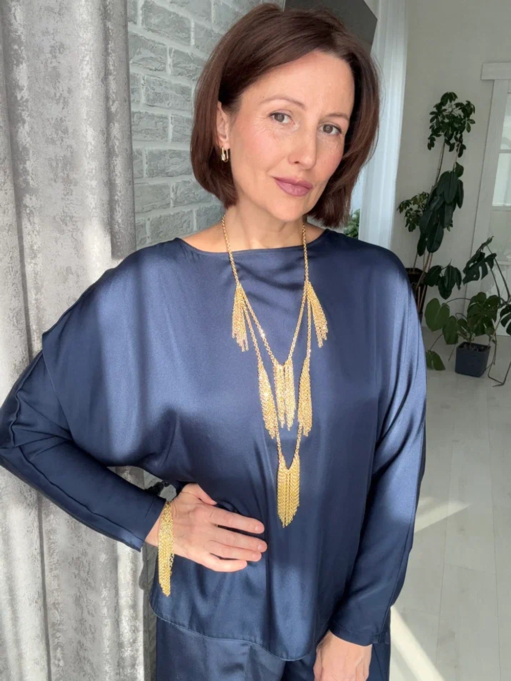 Браслет "Бахрома, оттенок золото