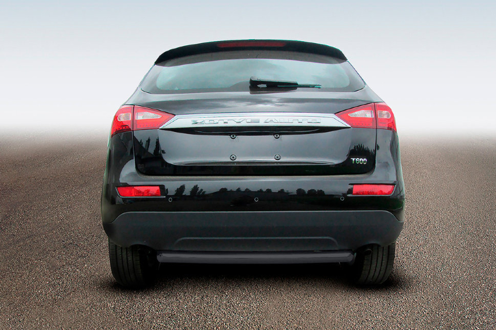 Защита заднего бампера Zotye T600 (2013-2023) d57 радиусная серебристая