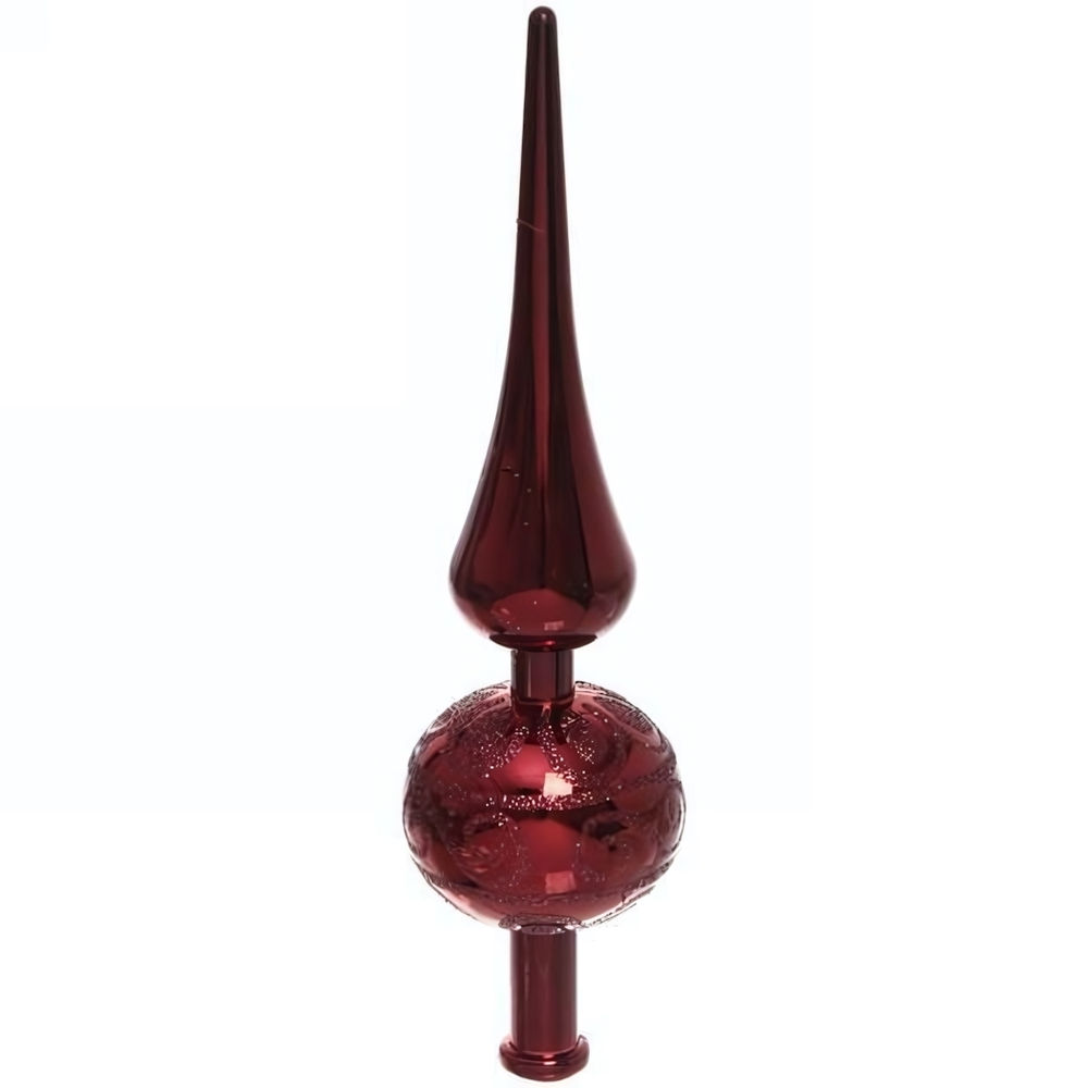 Верхушка на ёлку 23 см "Волшебный узор", Темный рубин (Серпантин)