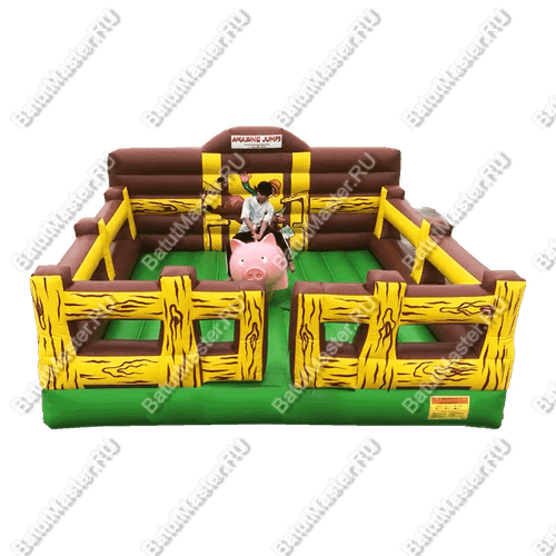 Надувной аттракцион Родео, хрюша+батут, "Хрюшка"