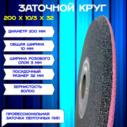 Абразивный заточной круг 200х10/3х32 Grand (сэндвич) для заточки ленточных пил (пилорам)