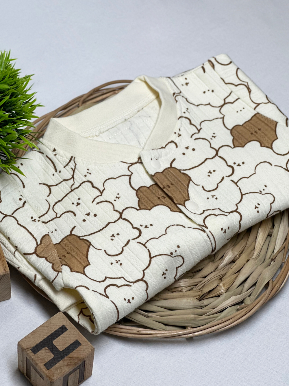 Комбинезон на кнопках Контурные Мишки в рубчик