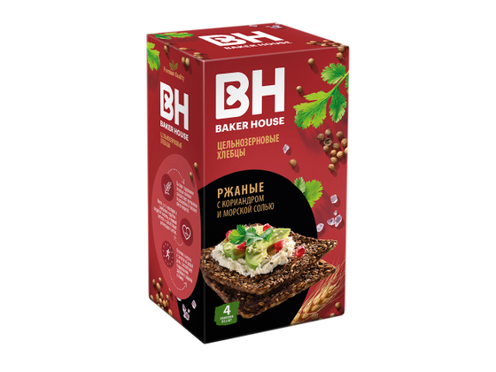 Хлебцы цельнозерновые Скандинавские ржаные Baker House 180г (8шт)