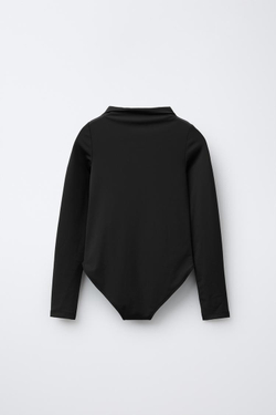ZARA БОДИ С ВОРОТНИКОМ-СТОЙКОЙ, ЧЕРНЫЙ