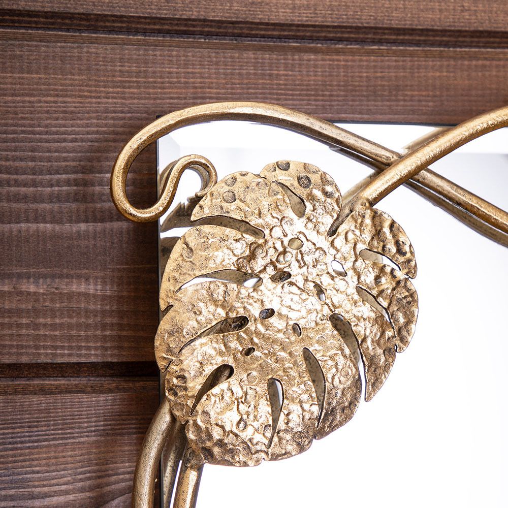 Зеркало настенное Monstera Deliciosa (Монстера) прямоугольное 80х60 Бронза