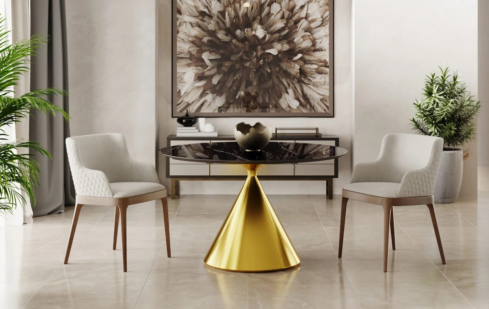 Стол круглый Сантьяго керамика и золото