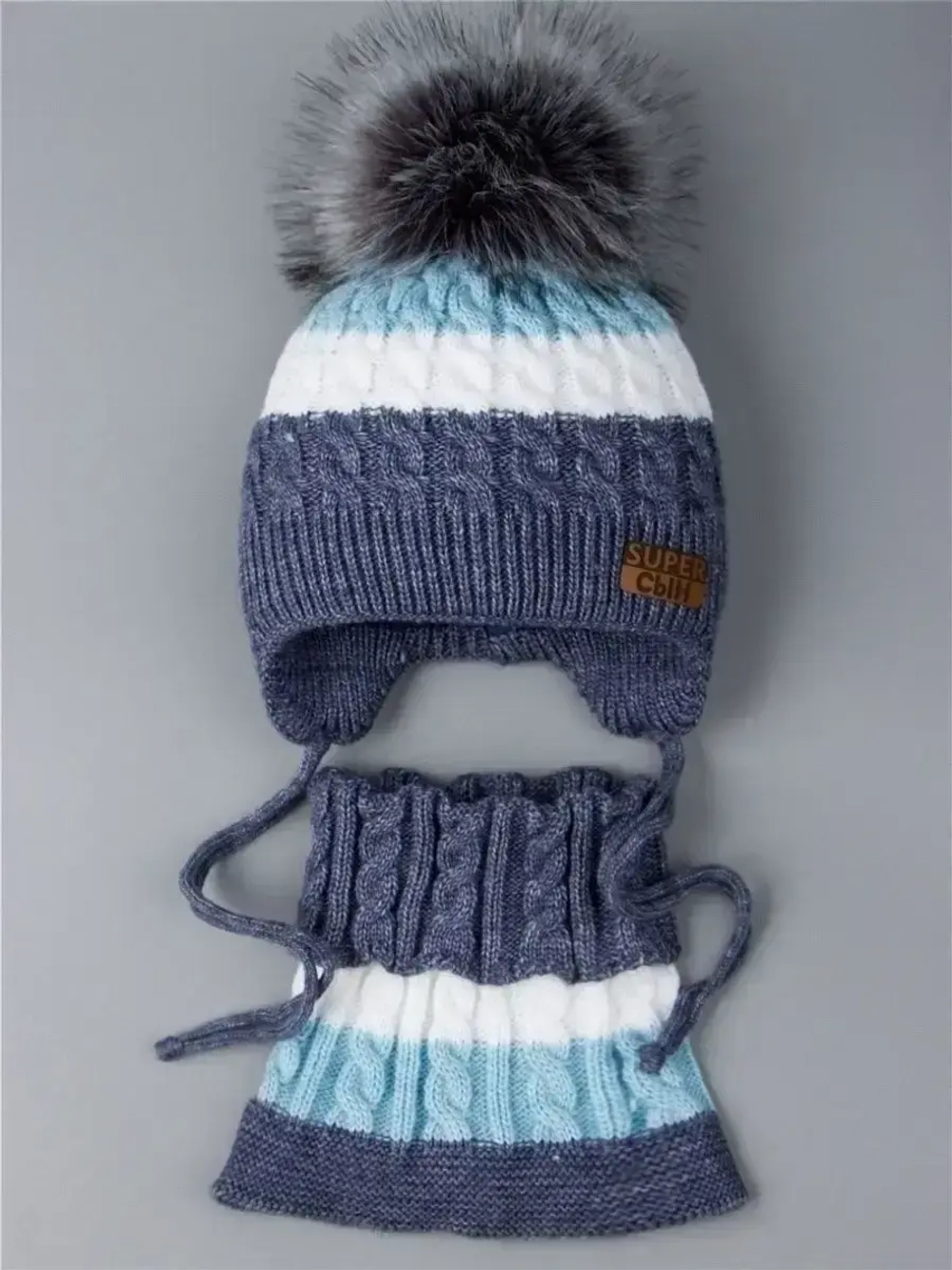 Шапка для мальчика зимняя вязаная и снуд