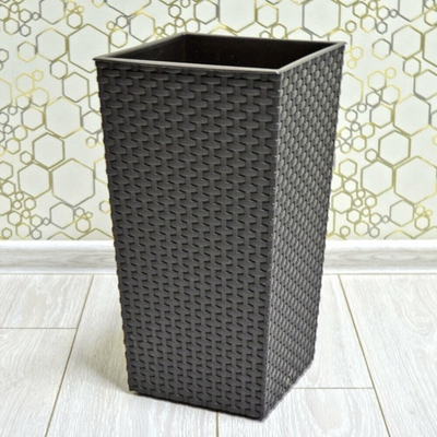 Кашпо напольное "Ротанг" 23*22*41,5см со вставкой (мокко)