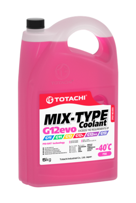 Жидкость охлаждающая низкозамерзающая TOTACHI MIX-TYPE COOLANT Pink -40C G12evo 5кг