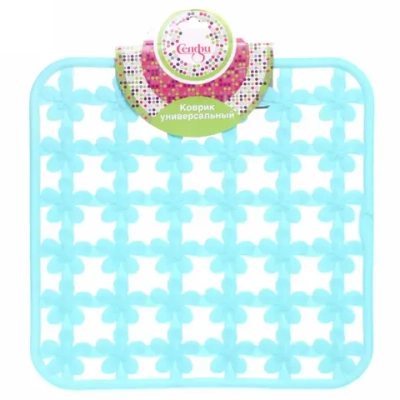 Коврик для раковины «Цветы» 30*30см голубой Селфи