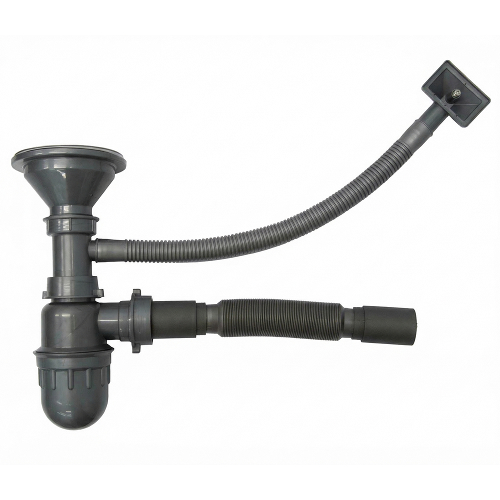 Мойка овал 57х45 (0,8) лев вып 3 1/2 MIXLINE 18 см с сифоном ДЕКОР