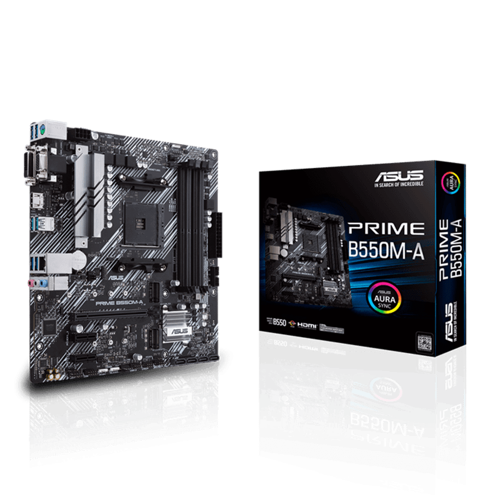 Материнская плата ASUS PRIME B550M-A  AM4 4xDDR4 4xSATA3 RAID 2xM.2 DVI-D D-Sub HDMI mATX
