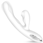 Белый вибратор-кролик Eria с вакуумной стимуляцией, функцией tapping и нагревом - 21,5 см. (Цвет: белый)