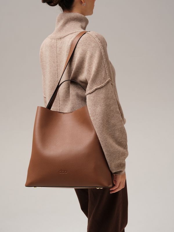 Кожаная сумка шоппер DBR 30948 темный орех