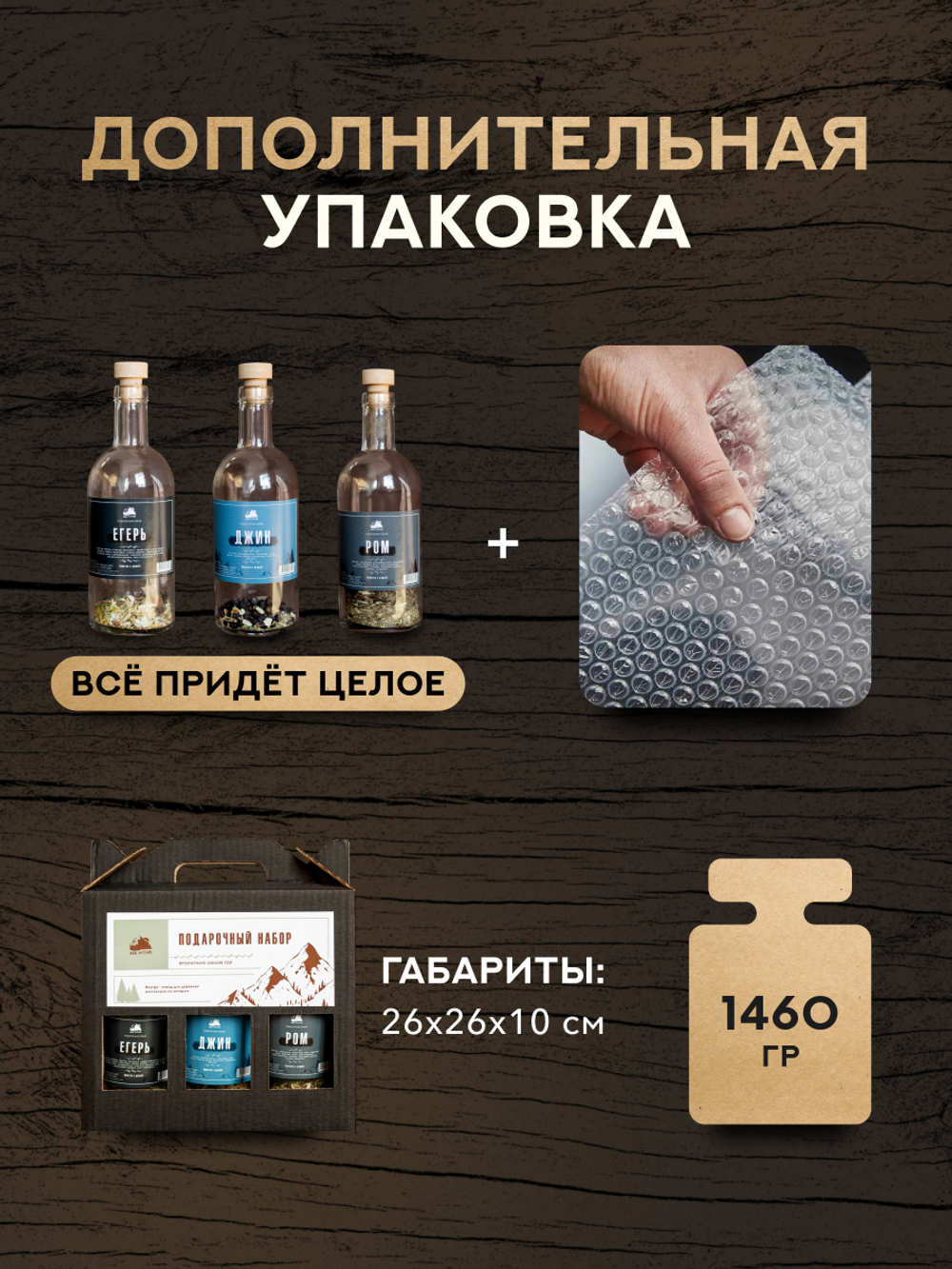 Подарочный набор бутылок по 0,5 литр"ТРАДИЦИОННАЯ СЕРИЯ" (Джин, Егерь, Ром)